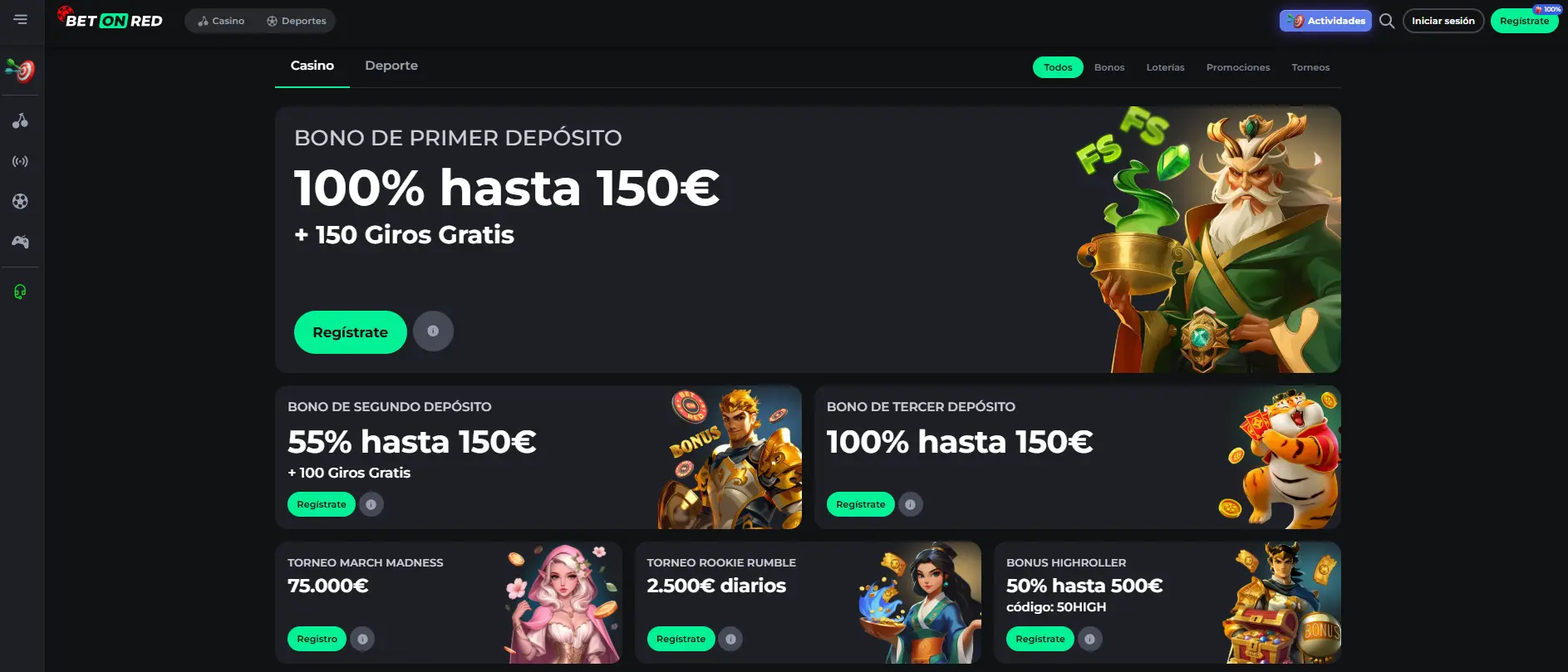 Bonificaciones en BetOnRed casino