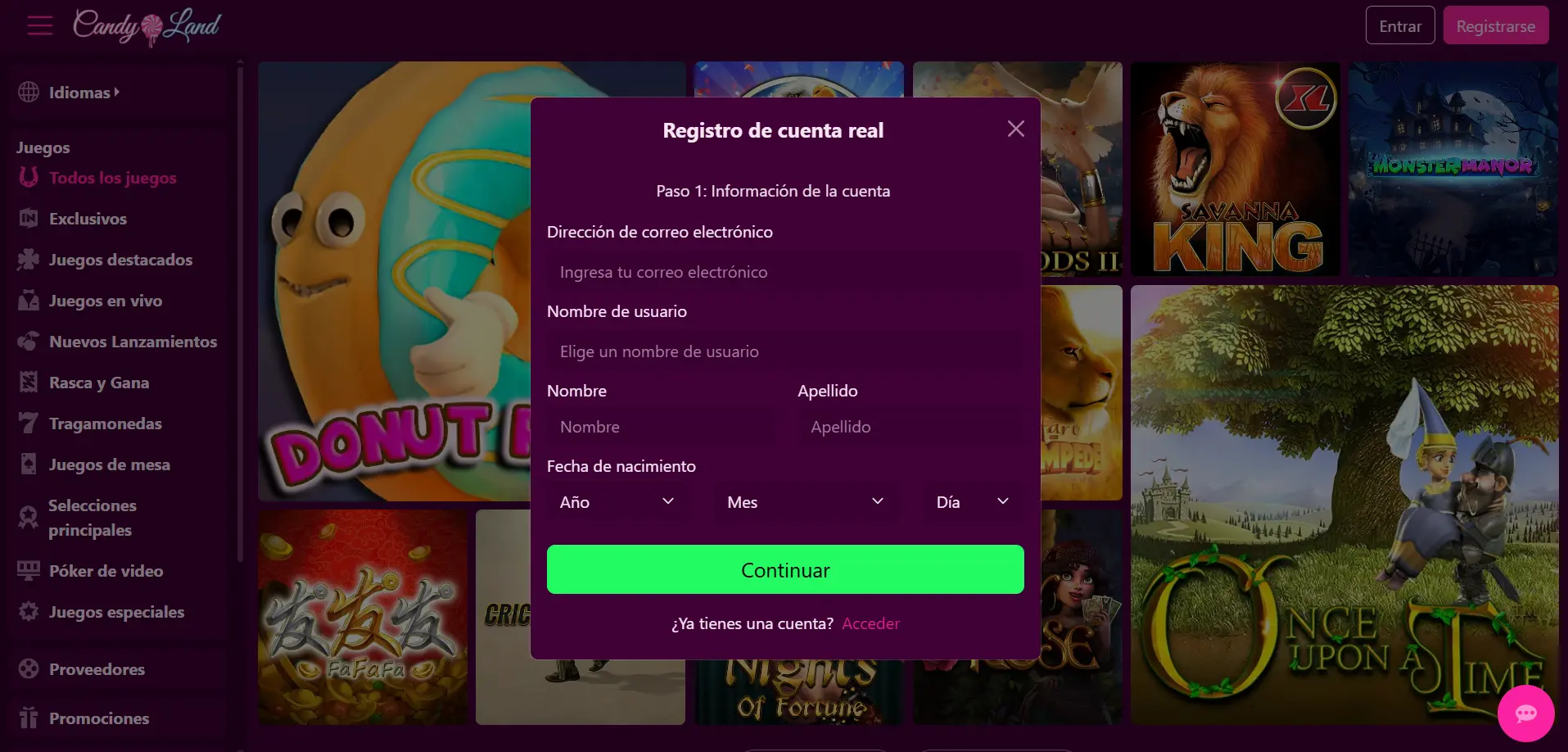 Registro y acceso en Candyland casino en ligne Registro y acceso en Candyland casino