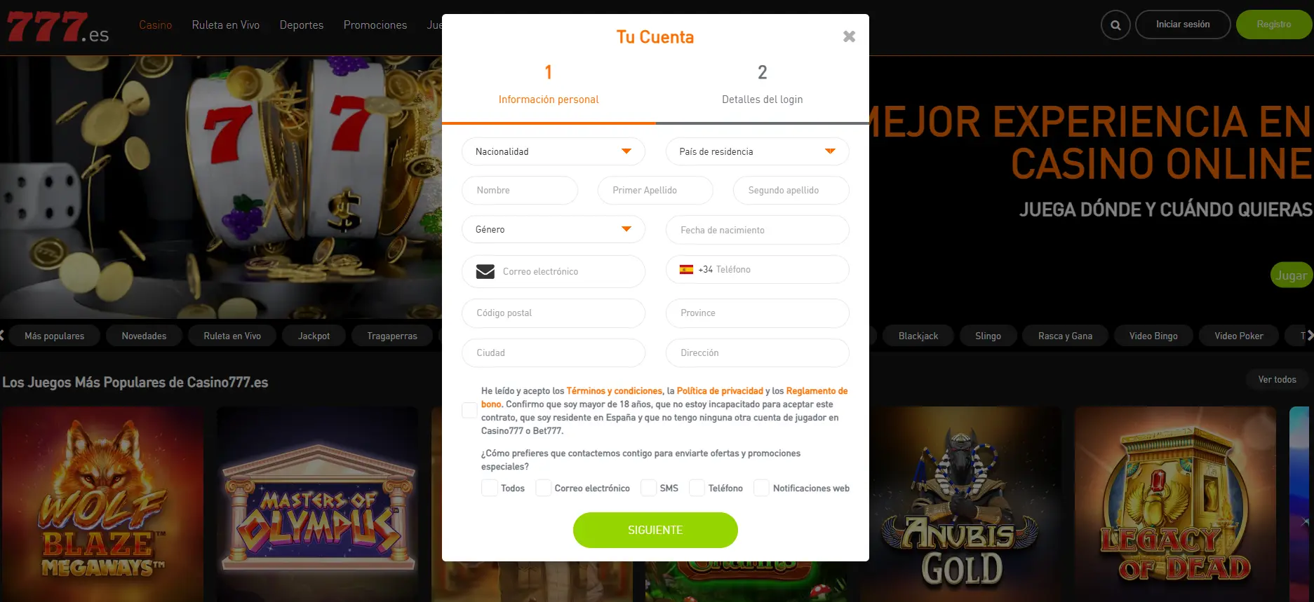 Registrarse e iniciar sesión en el casino 777 casino 777