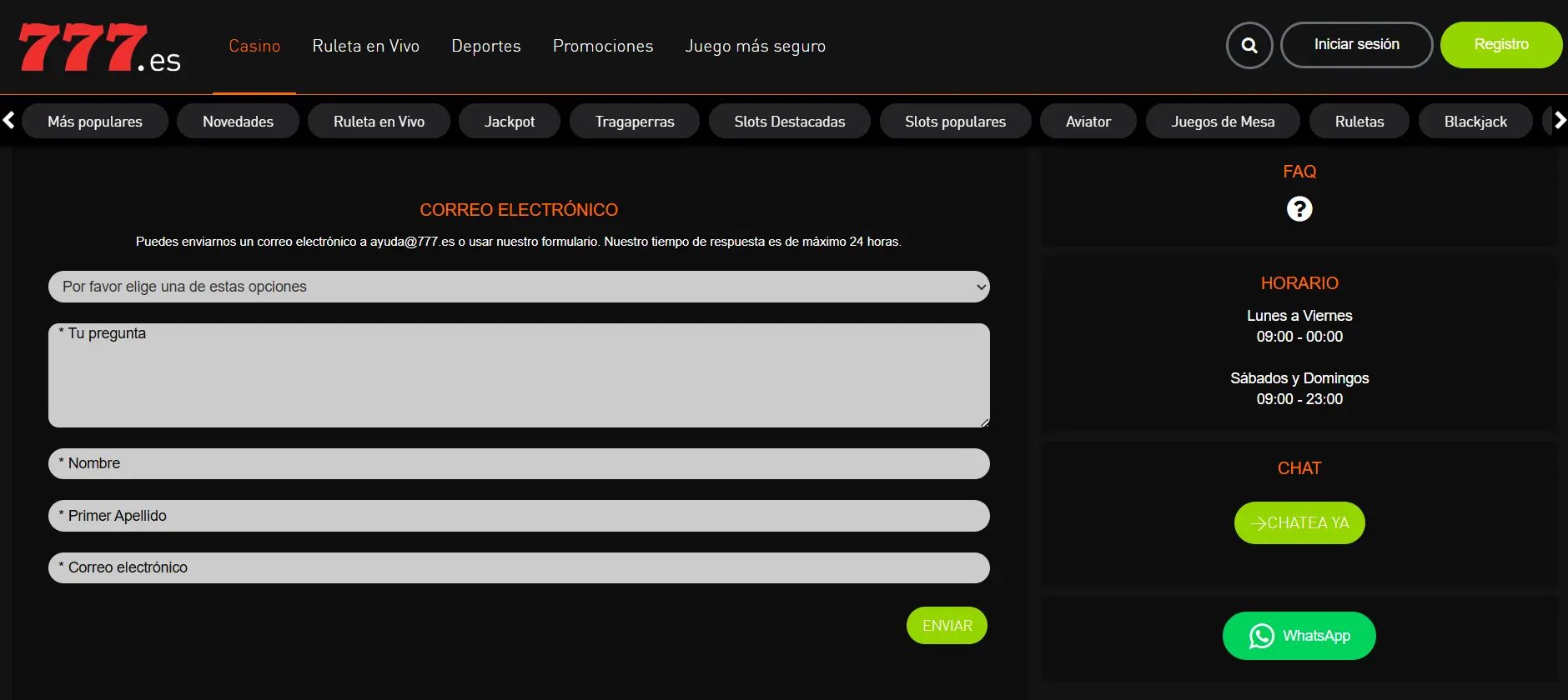 Servicio de atención al cliente del 777 casino Servicio de atención al cliente del casino