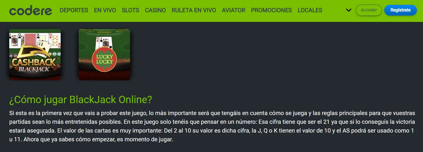 Codere casino cuenta con juegos de blackjack para sus jugadores Mejores blackjack casinos